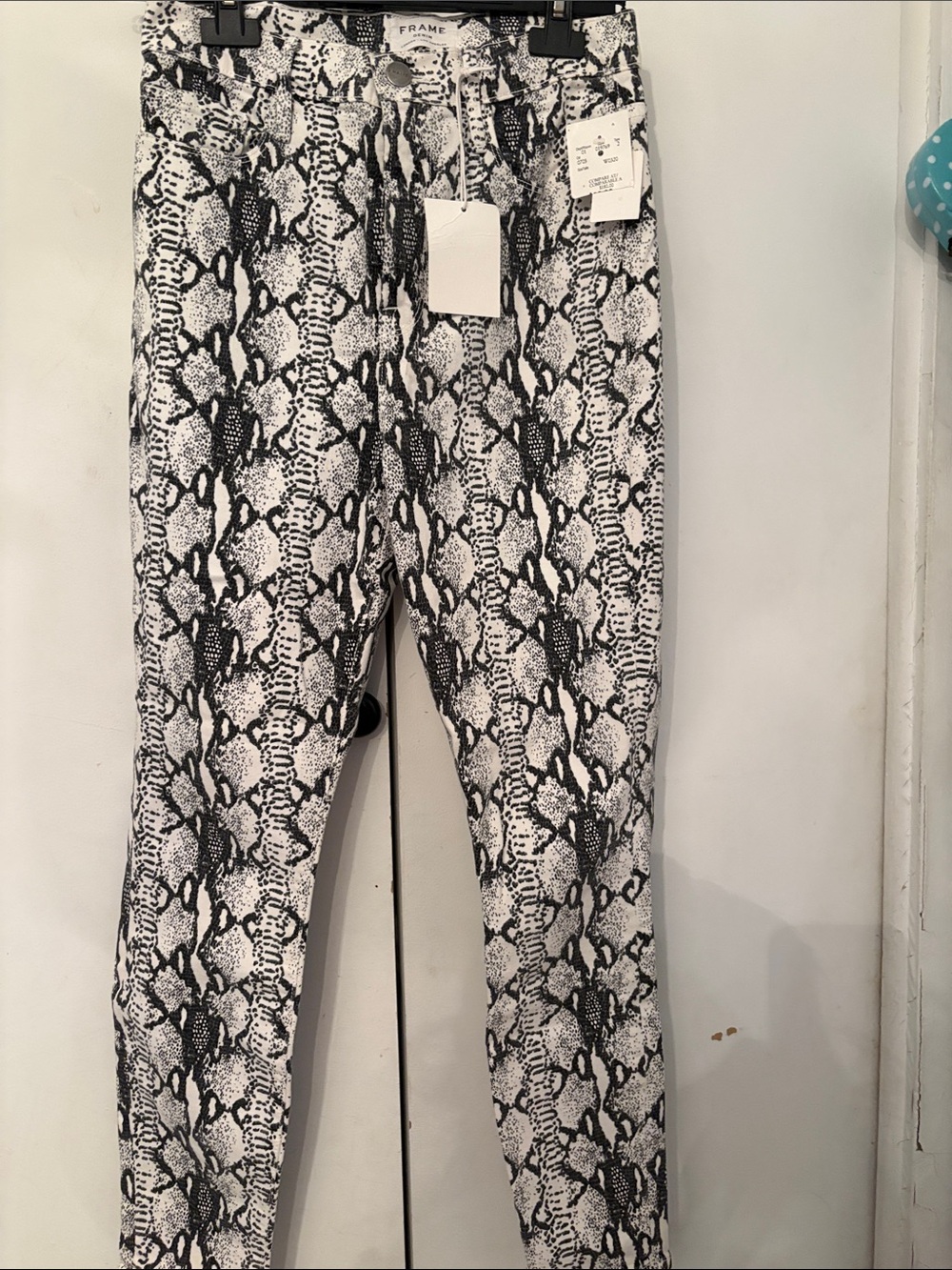 Frame Denim Kids Black & White Snake-Print Pants